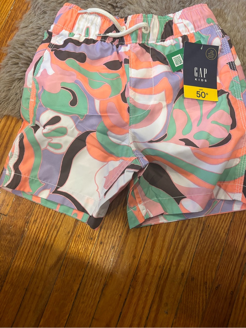 Gap Kids Boys ' Multicolor Swim Shorts - Orange/Pink/Green Print